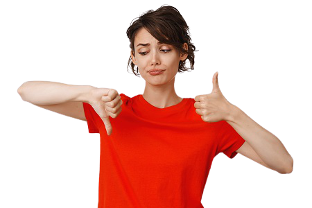 Femme pouce en haut et pouce en bas